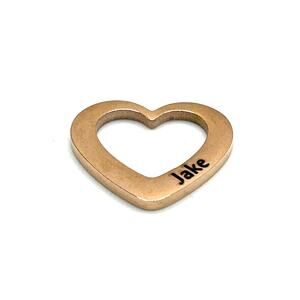 18K Rose Gold Plated Heart Pendant Charm Engraved Jake New